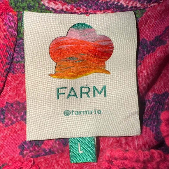 FARM Rio Sunset Tapestry Blush Mini in Red Smocked Cotton Dress size Large EUC - Picture 10 of 12